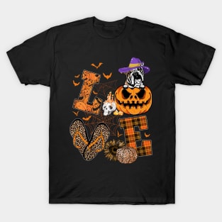 Funny Bulldog Dog Lover Gift Love Bulldog Halloween Pumpkin T-Shirt